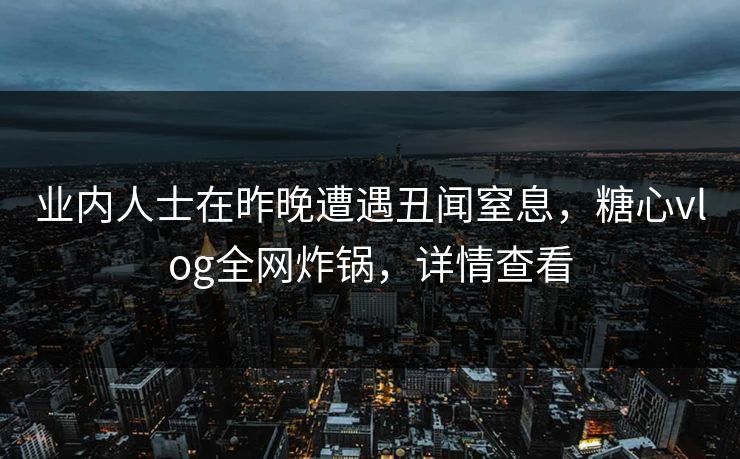 业内人士在昨晚遭遇丑闻窒息，糖心vlog全网炸锅，详情查看