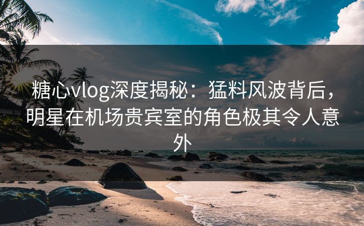 糖心vlog深度揭秘：猛料风波背后，明星在机场贵宾室的角色极其令人意外