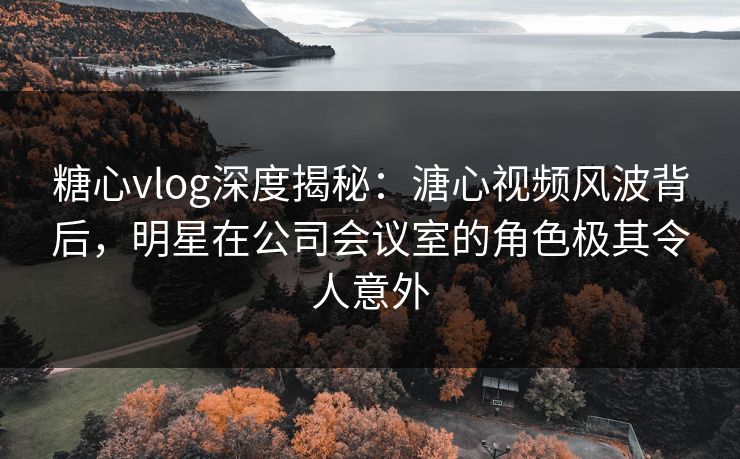 糖心vlog深度揭秘：溏心视频风波背后，明星在公司会议室的角色极其令人意外