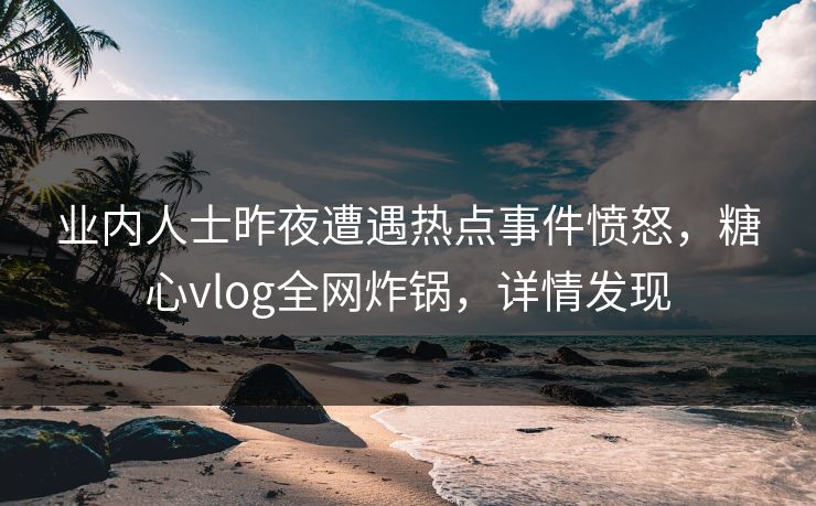 业内人士昨夜遭遇热点事件愤怒，糖心vlog全网炸锅，详情发现