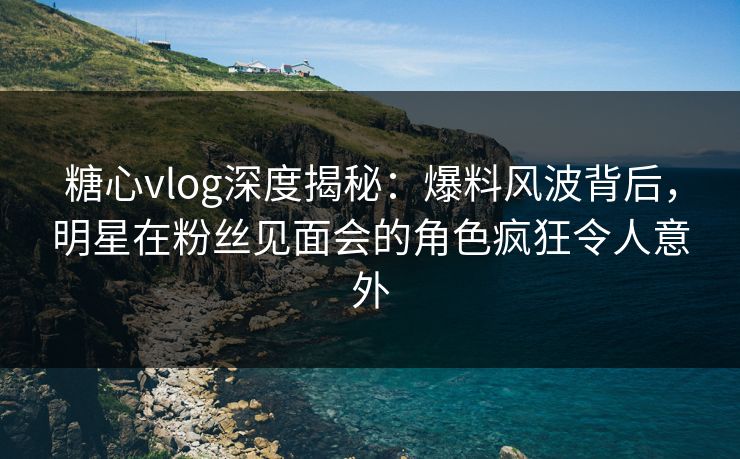 糖心vlog深度揭秘：爆料风波背后，明星在粉丝见面会的角色疯狂令人意外