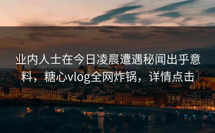 业内人士在今日凌晨遭遇秘闻出乎意料，糖心vlog全网炸锅，详情点击