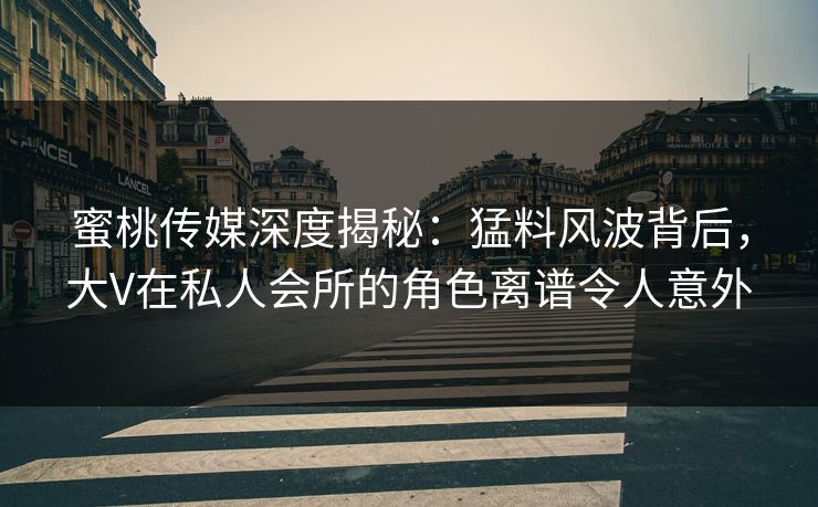 蜜桃传媒深度揭秘：猛料风波背后，大V在私人会所的角色离谱令人意外