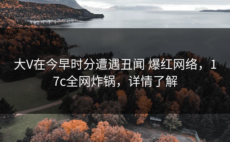 大V在今早时分遭遇丑闻 爆红网络，17c全网炸锅，详情了解