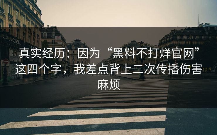 真实经历：因为“黑料不打烊官网”这四个字，我差点背上二次传播伤害麻烦