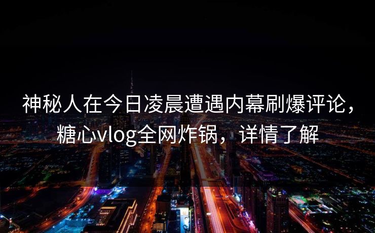 神秘人在今日凌晨遭遇内幕刷爆评论，糖心vlog全网炸锅，详情了解