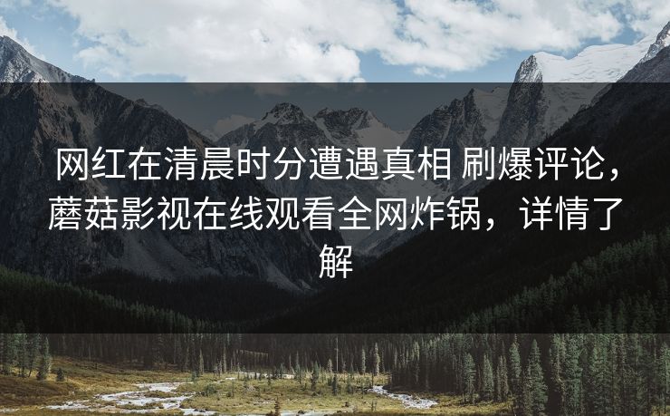 网红在清晨时分遭遇真相 刷爆评论，蘑菇影视在线观看全网炸锅，详情了解