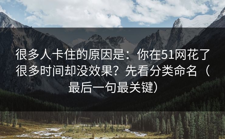 很多人卡住的原因是:你在51网花了很多时间却没效果?先看分类命名(最后一句最关键) 很多人卡住的原因是:你在51网花了很多时间却没效果?先看分类命名(最后一句最关键)